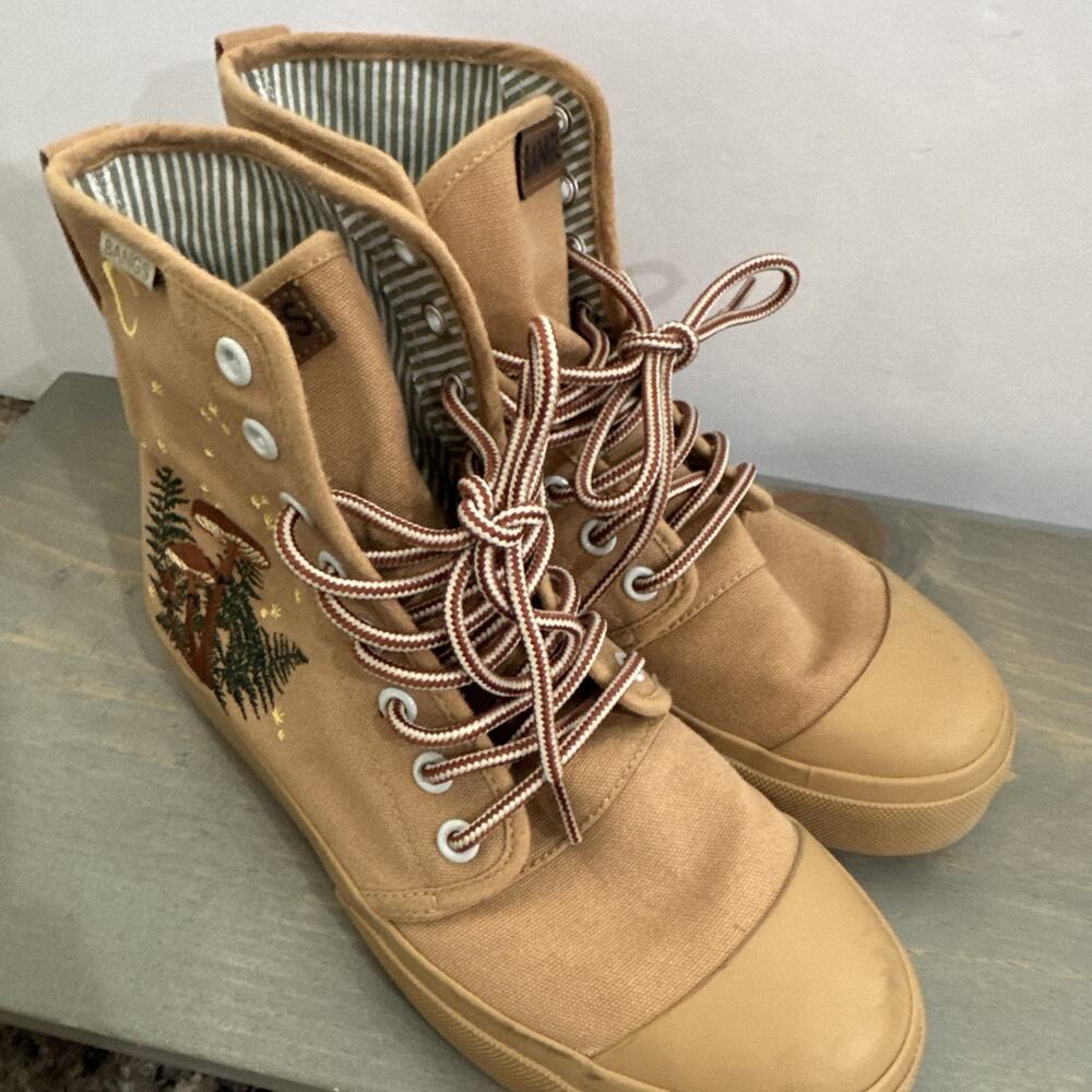Women's Tan High-Top Canvas Sneaker Boots - Picture 16 of 16